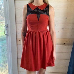 EUC INA | Small | Red-Orange | Collar Dress